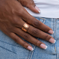 Handcrafted Copper Leaf Border Ring
