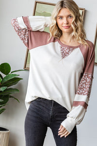 Marsala blocked long sleeve