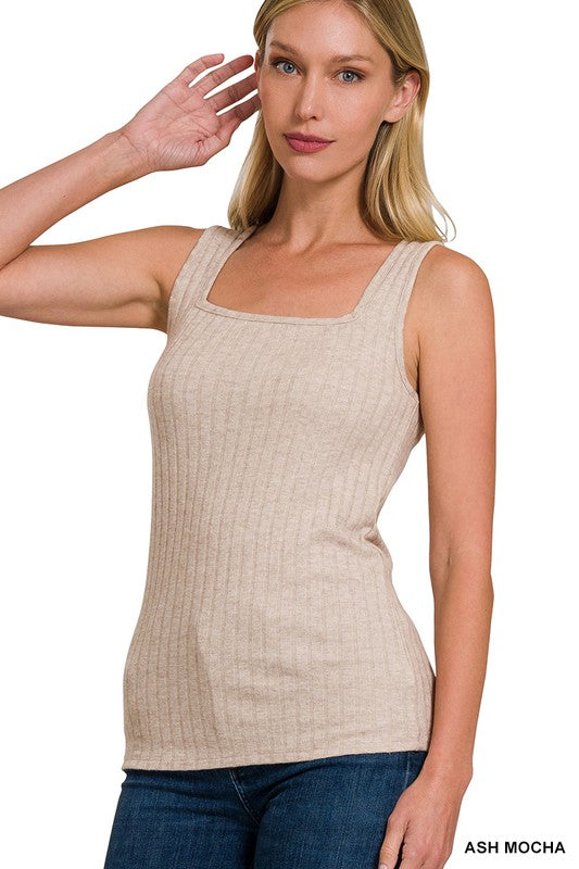 Sqaure neck soft knit tank