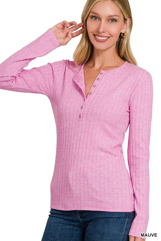 Sterling Long Sleeve v-neck in mauve