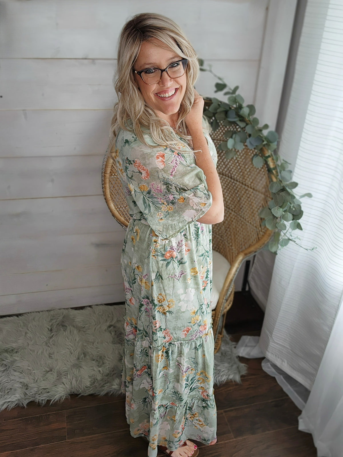 Courtney Sage Floral Dress