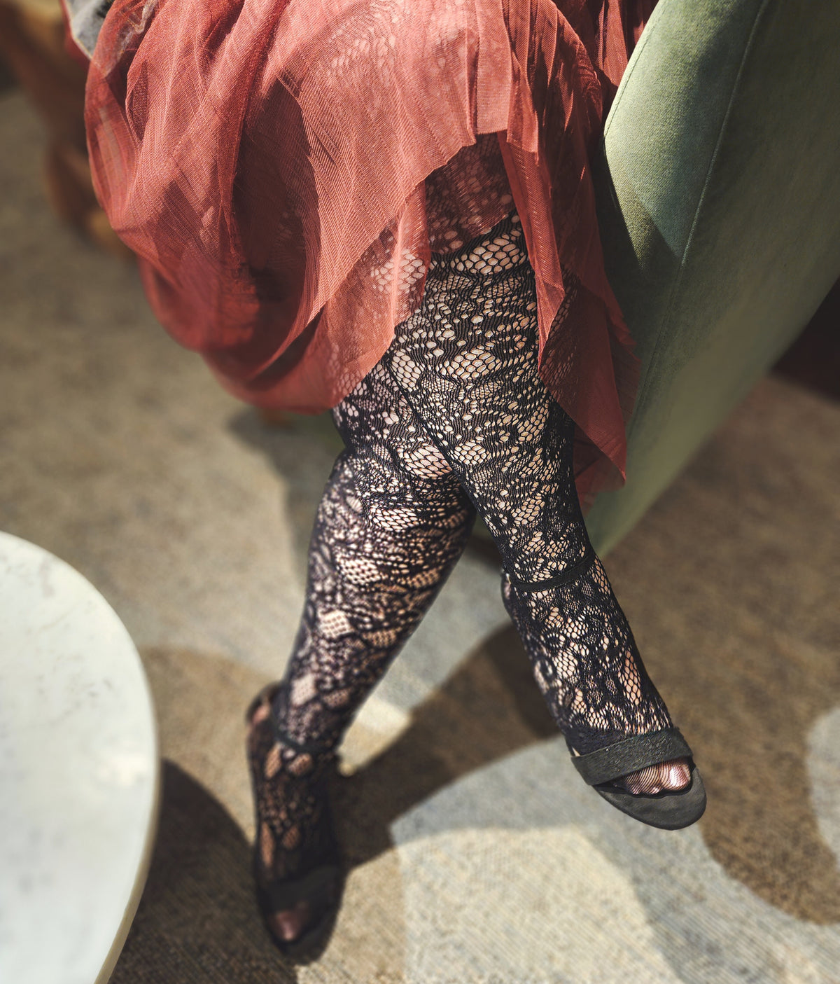 Black Floral Lace Stocking Leggings Small - Plus * on sale