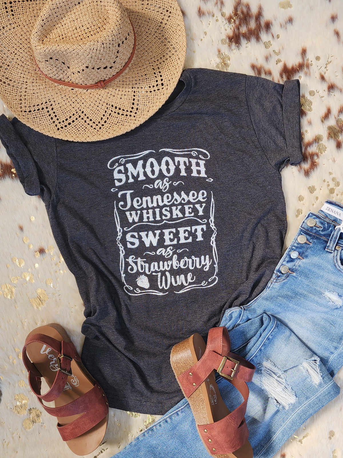 Smooth as Tennesee Whiskey, Sweet as Strawberry Wine" graphic tee