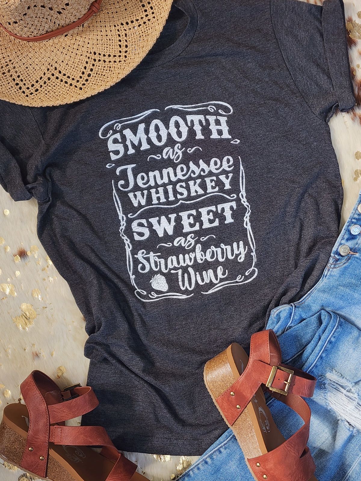 Smooth as Tennesee Whiskey, Sweet as Strawberry Wine" graphic tee