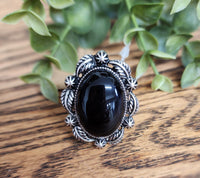 Black Marble Stone Stretch ring