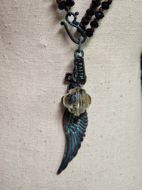 Black Glass bead charm necklace