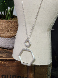 Silver hexagon necklace