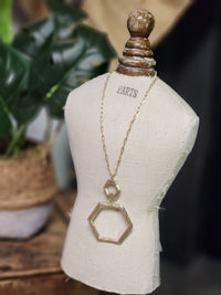 Gold hexagon necklace