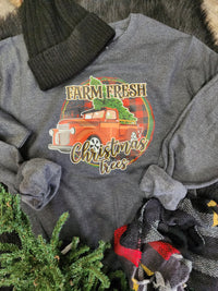 "Farm Fresh Christmas Trees" graphic sweater