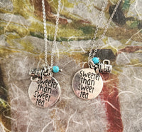 "Sweeter than sweet tea" stamped necklace