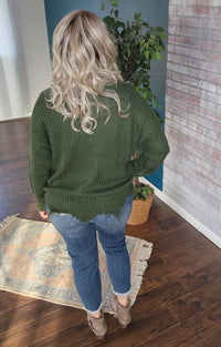 Autumn Frayed Sweater in olive S-3XL * on sale