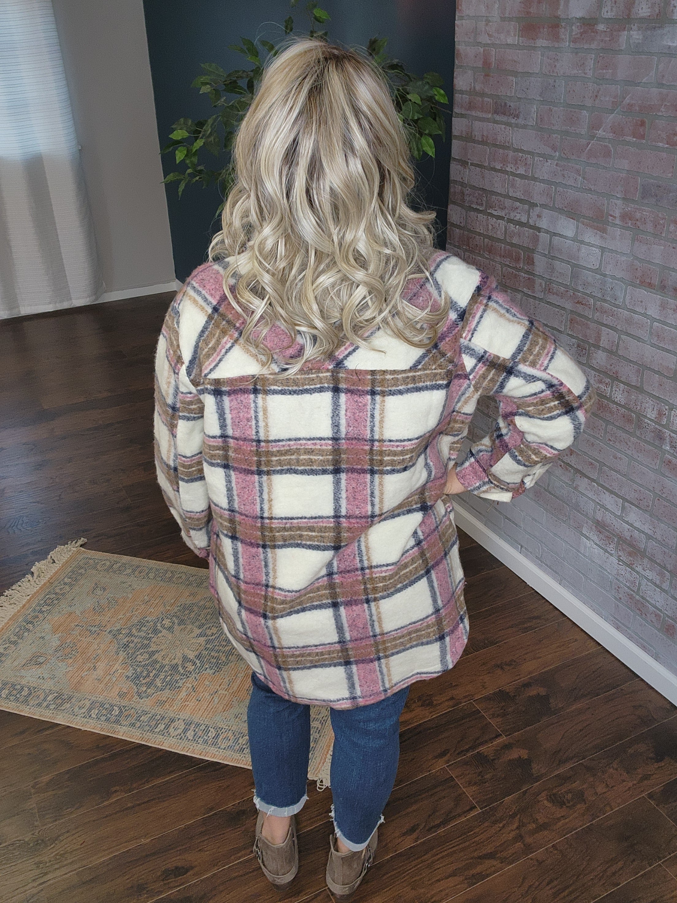 Pink flannel jacket best sale