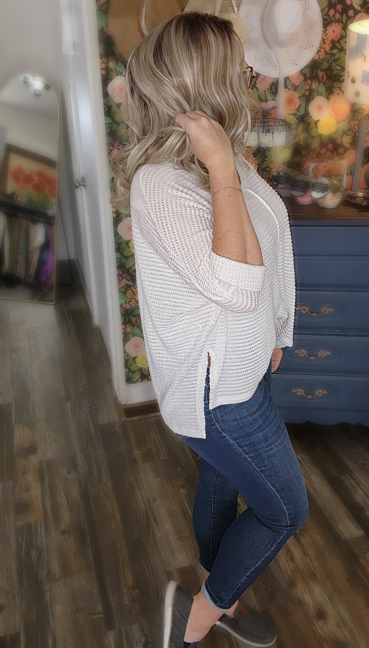 Dolly 3/4 Sleeve Loose Knit Blouse Sm - 3XL in Ivory * on sale