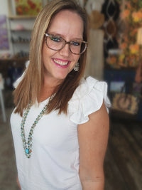 Ruffle Tank Top in white