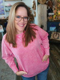 Lake Nights Long Sleeve Sweater in fuschia