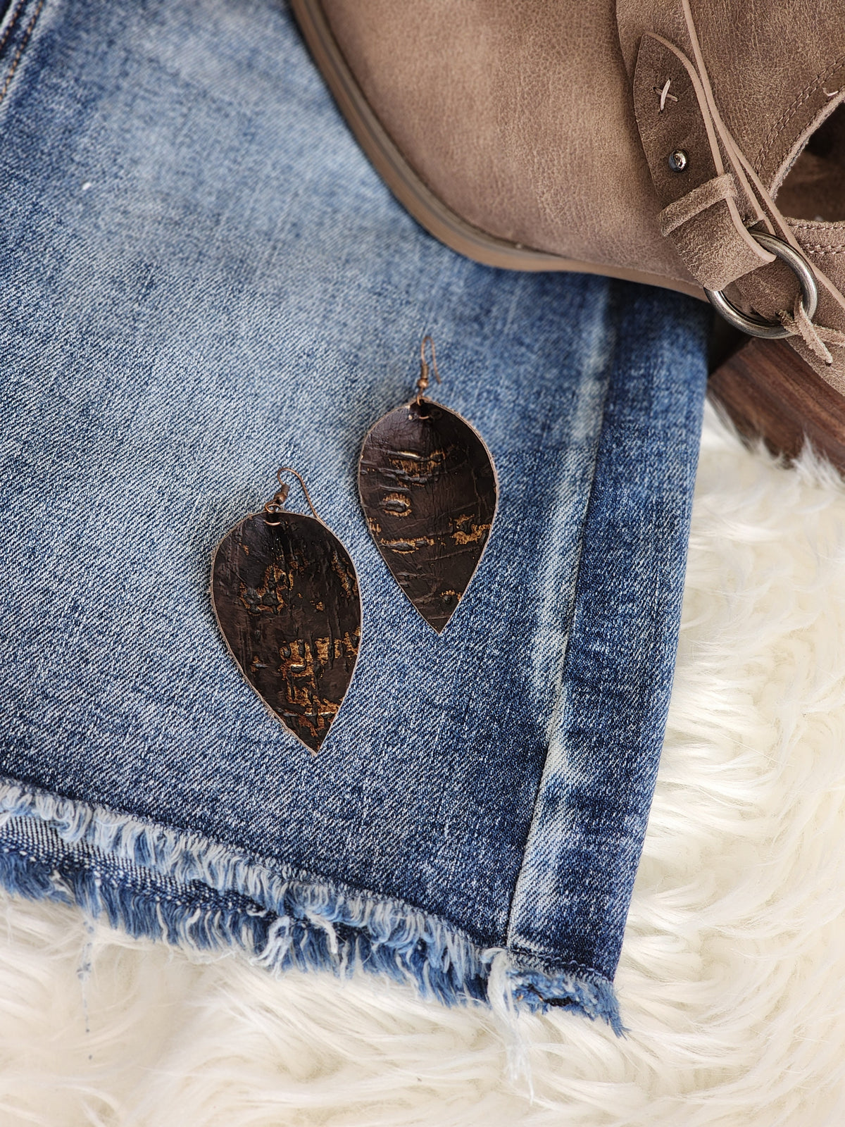 Rustic leather with sterling silver hooks