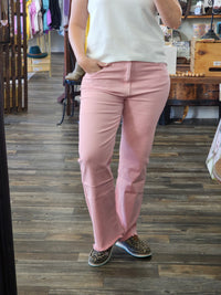 Tyler Acid Wash Fray Jeans in pink