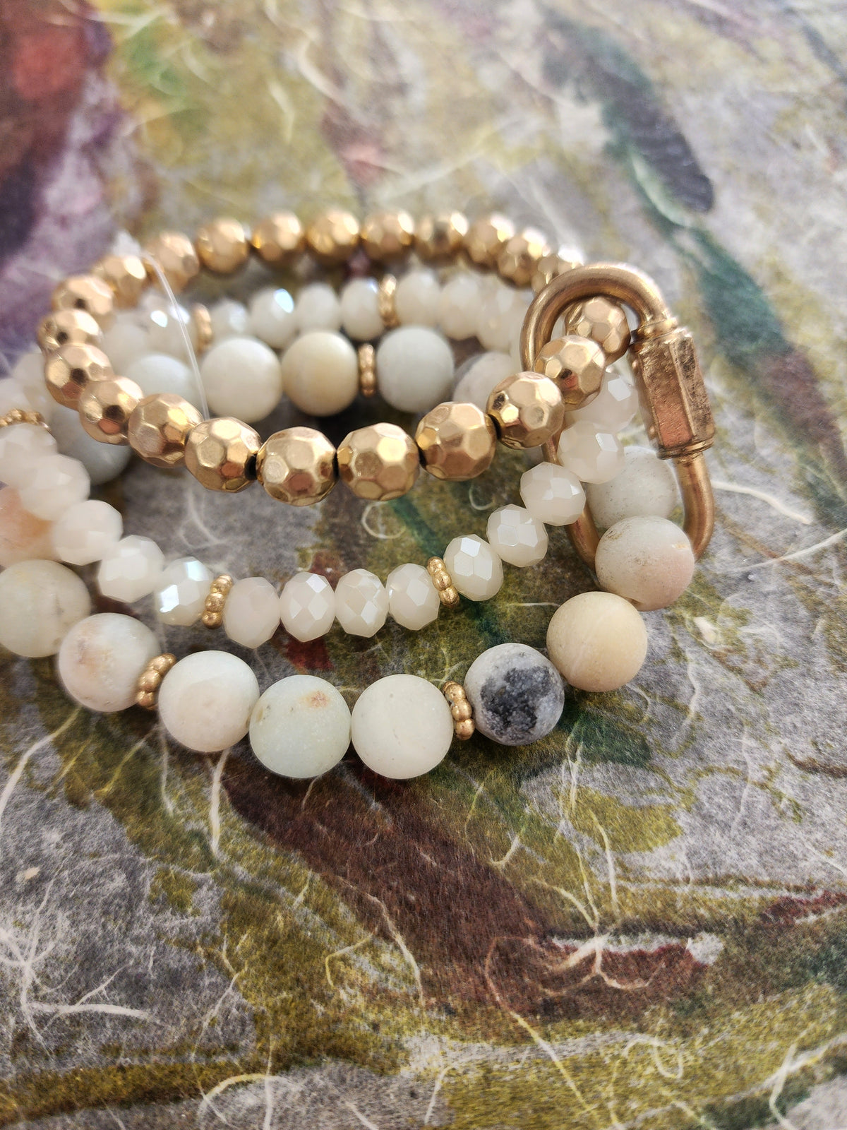 Amazonite stone bead bracelet set