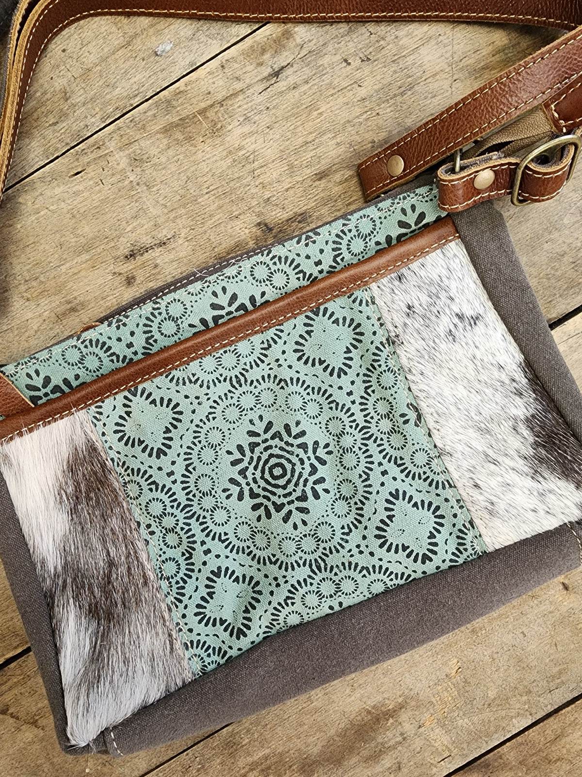 Mandala Leather Small Crossbody Bag