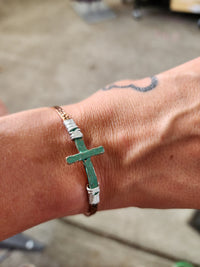 Cross patina finish stamped bracelet