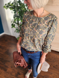 Out for the Day Fall Floral Blouse with 3/4 sleeve * on sale