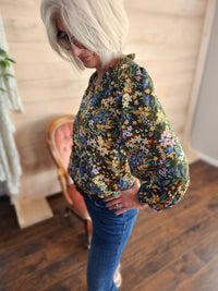 Evergreen Fall Floral Blouse with 3/4 sleeve * on sale