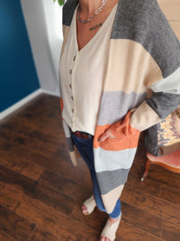 Charcoal Rust Color Block Cardigan * on sale