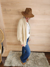 Bat Sleeve Knit Cardigan Beige