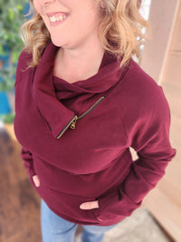 Burgundy Asymmetrical Cowl Sweater