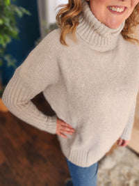 Cream Turtle Neck Oversized Sweater