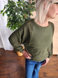 Olive lace long sleeve