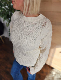 Ivory Twisted Knit Sweater * on sale