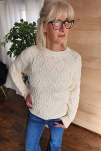 Ivory Twisted Knit Sweater * on sale