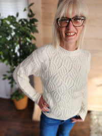 Ivory Twisted Knit Sweater * on sale