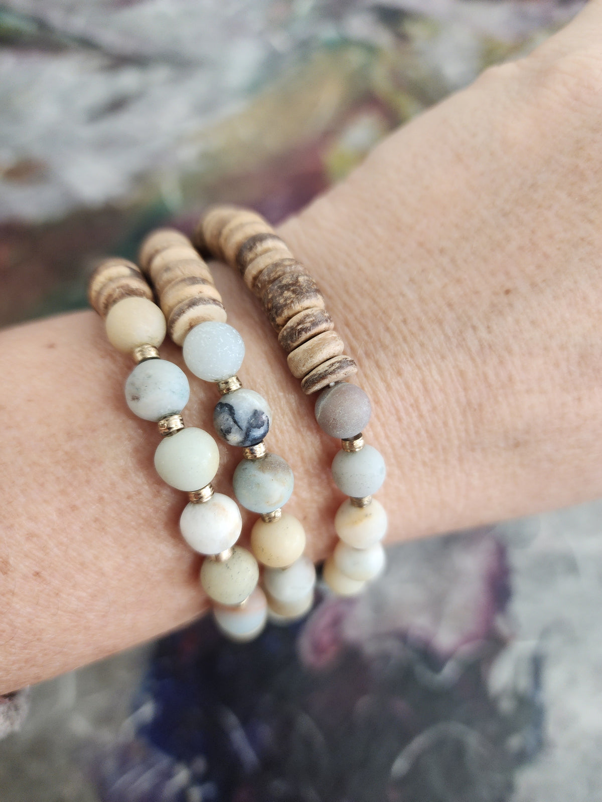 Stone bead bracelet set *