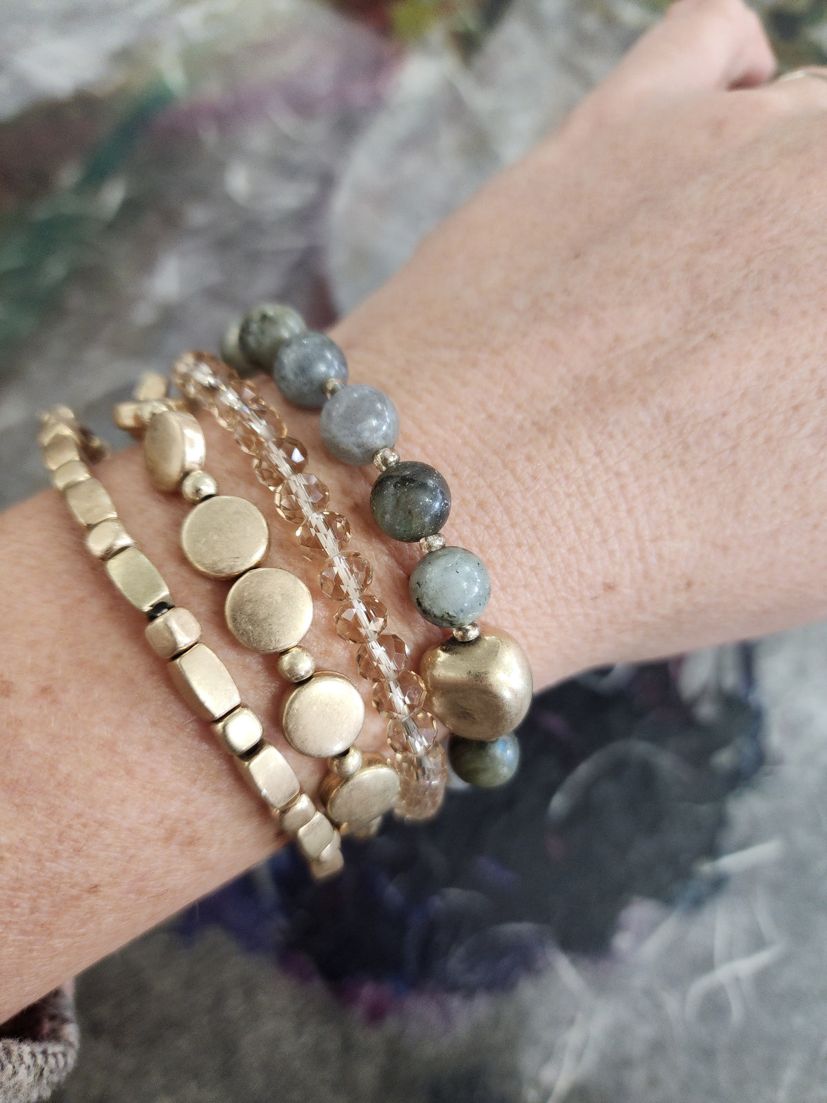 Semi - precious Stone bead bracelet set *