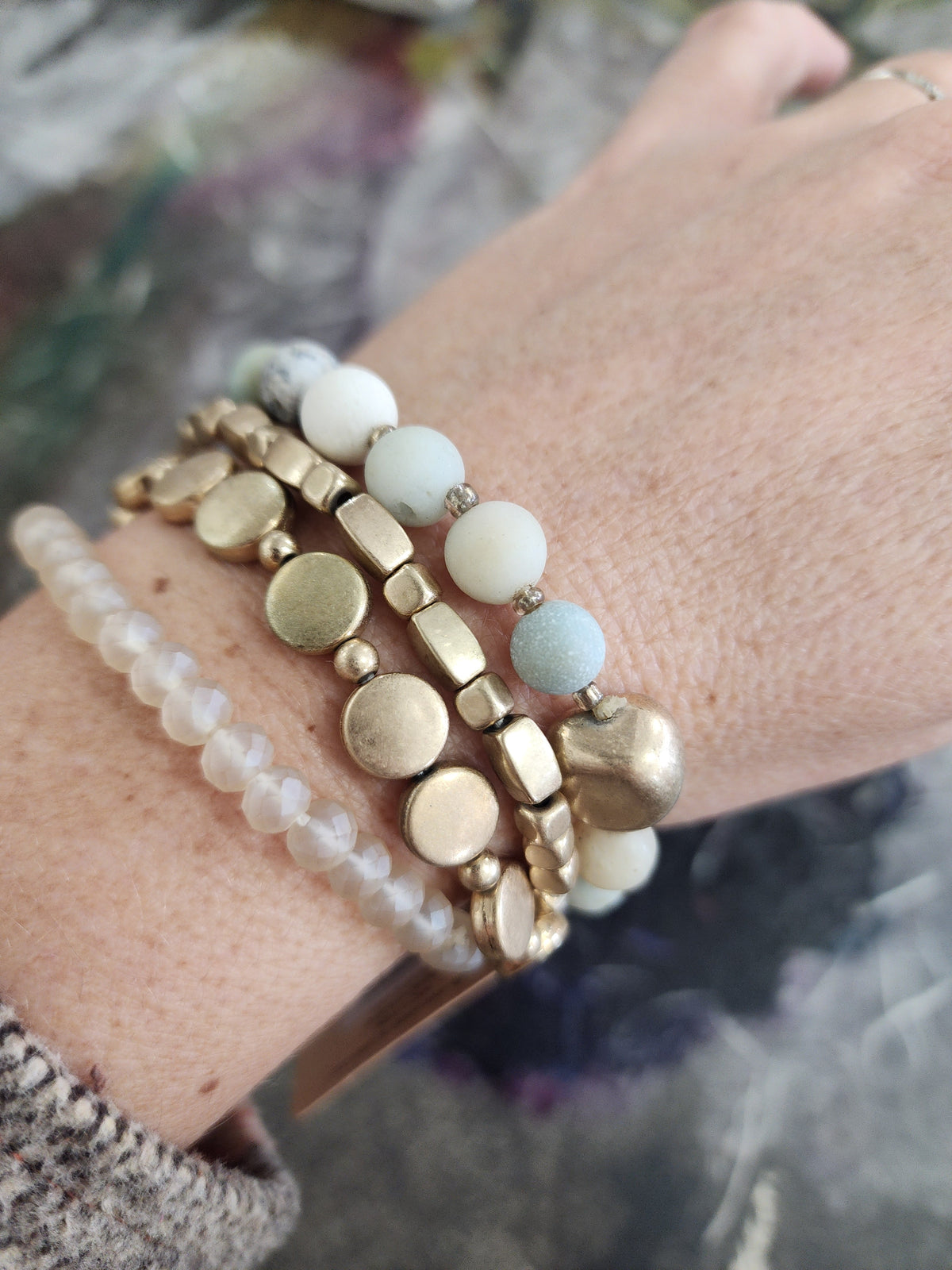 Semi - precious Stone bead bracelet set *