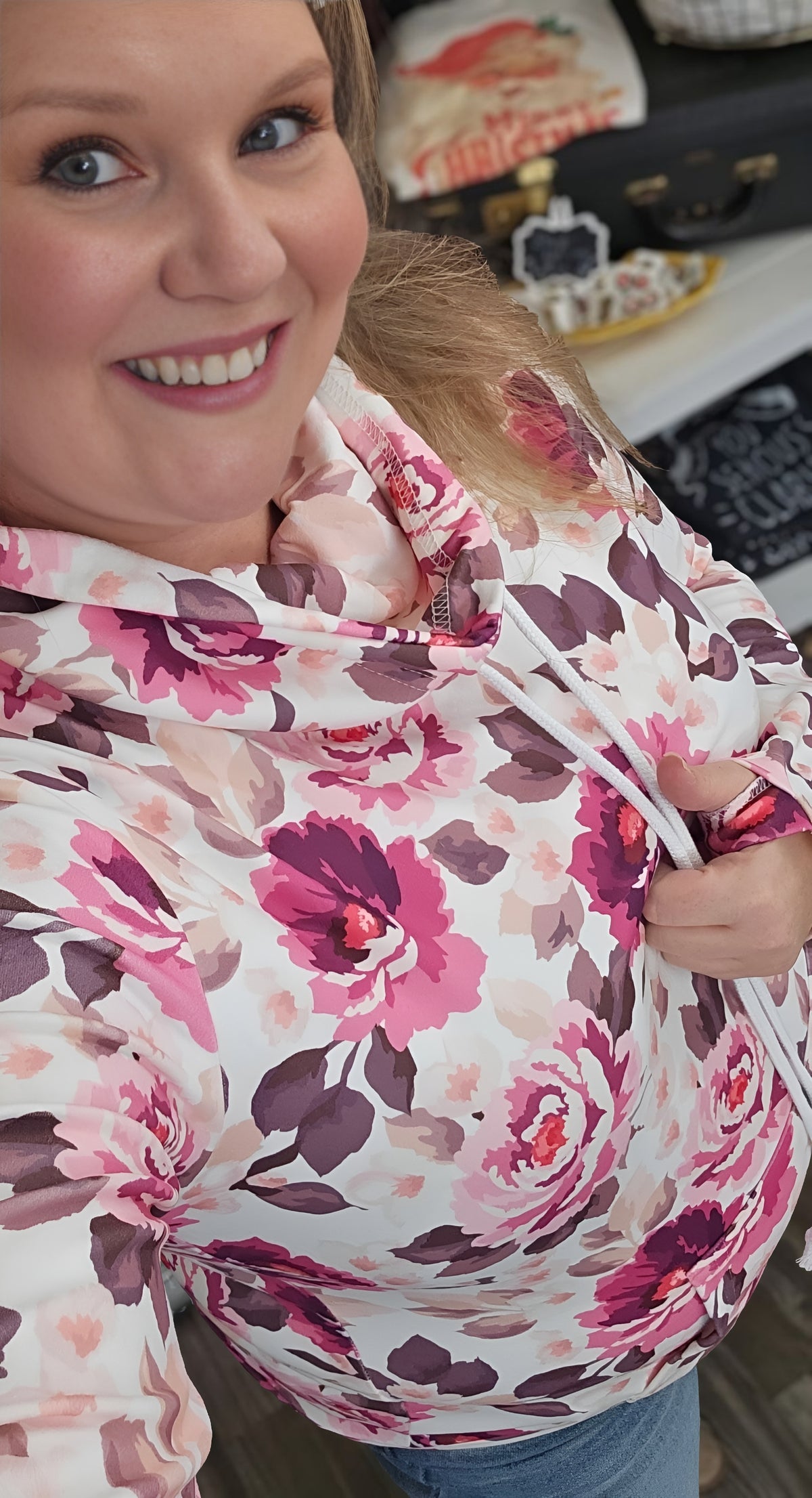 Floral Cowl Neck Long Sleeve *