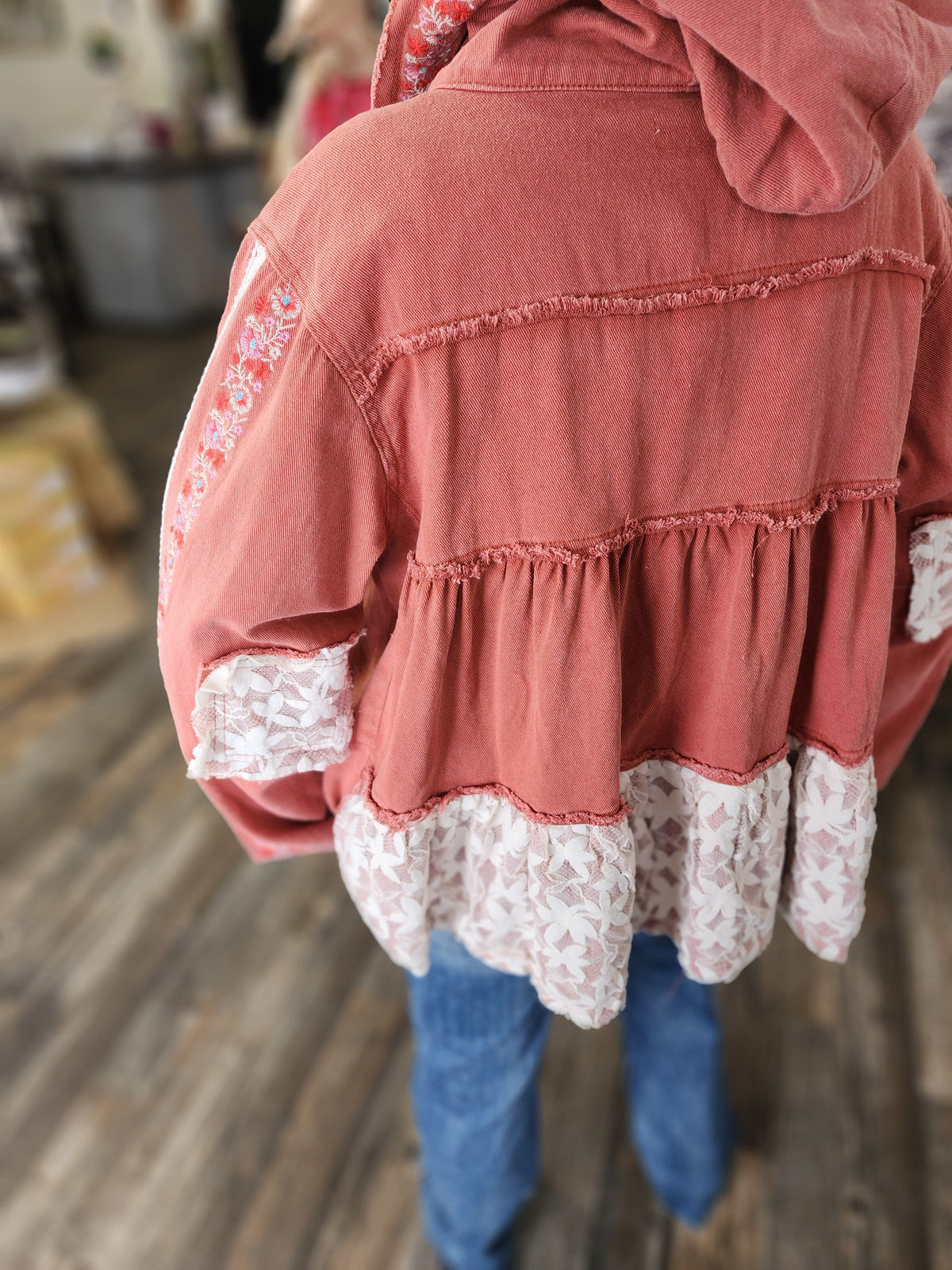 Vintage Washed Jacket  Lace Details by POL