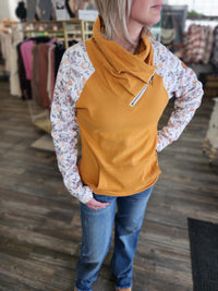 Marigold and Floral Zip Cowl Long Sleeve *