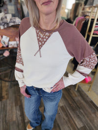 Marsala blocked long sleeve