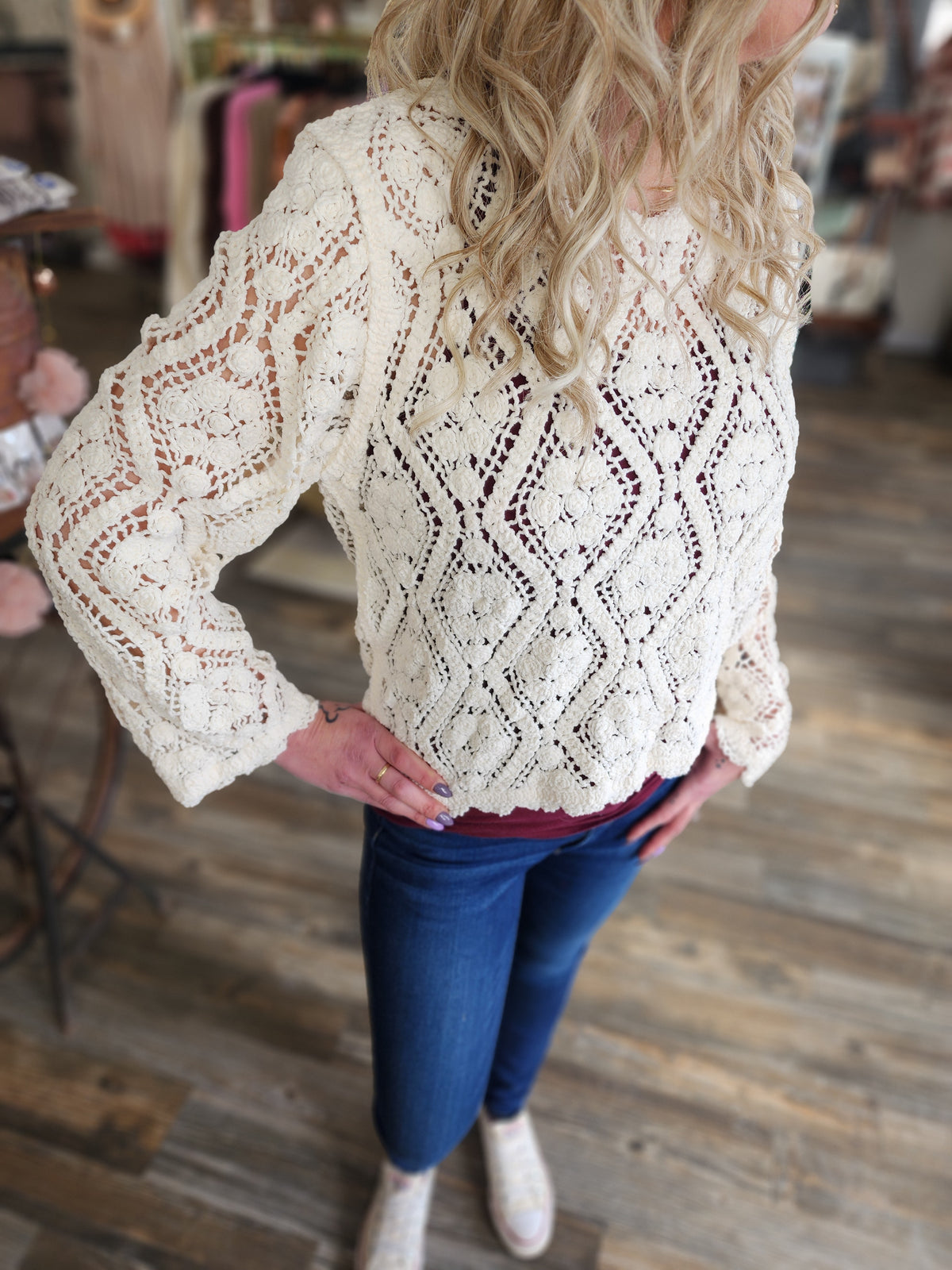 Lucy Long Sleeve Loose Knit Blouse