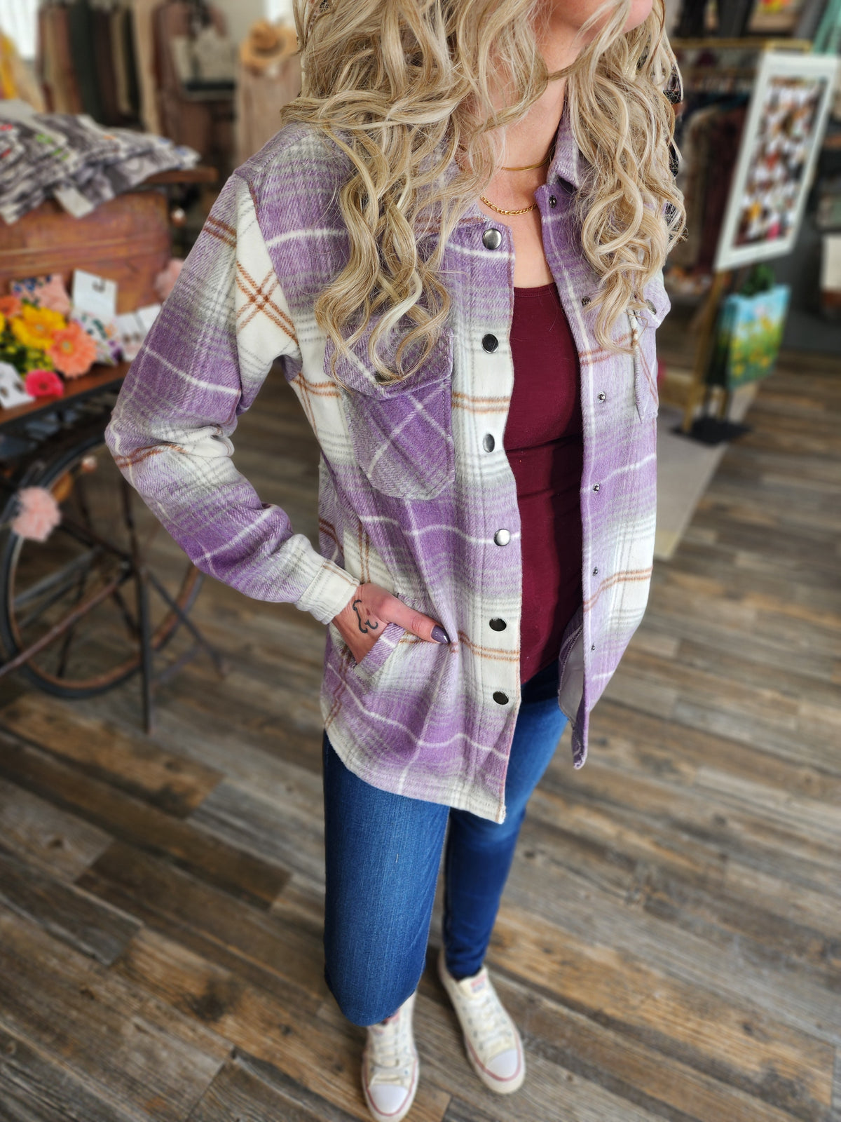 Lilac Plaid flannel jacket *