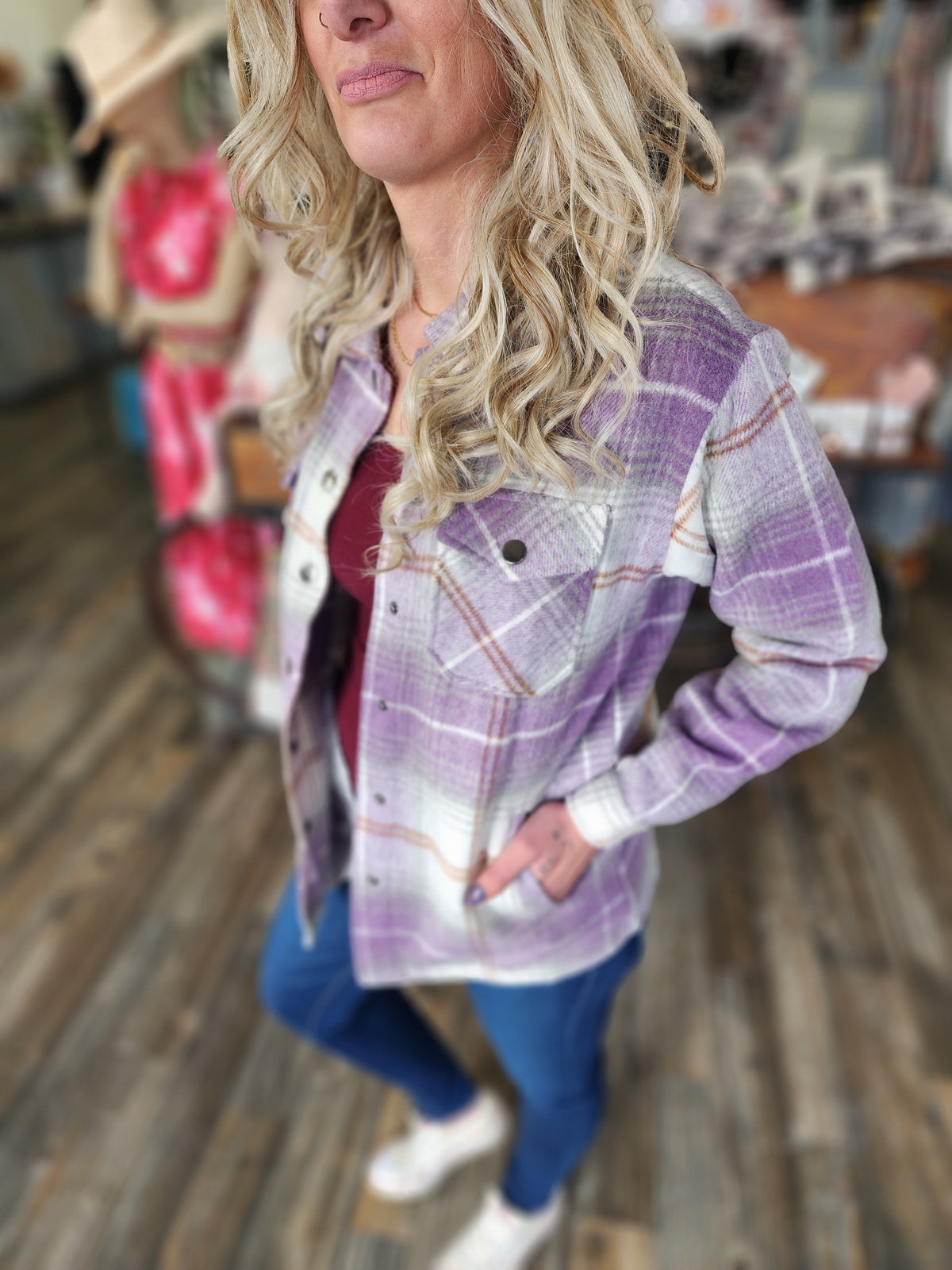 Lilac Plaid flannel jacket *