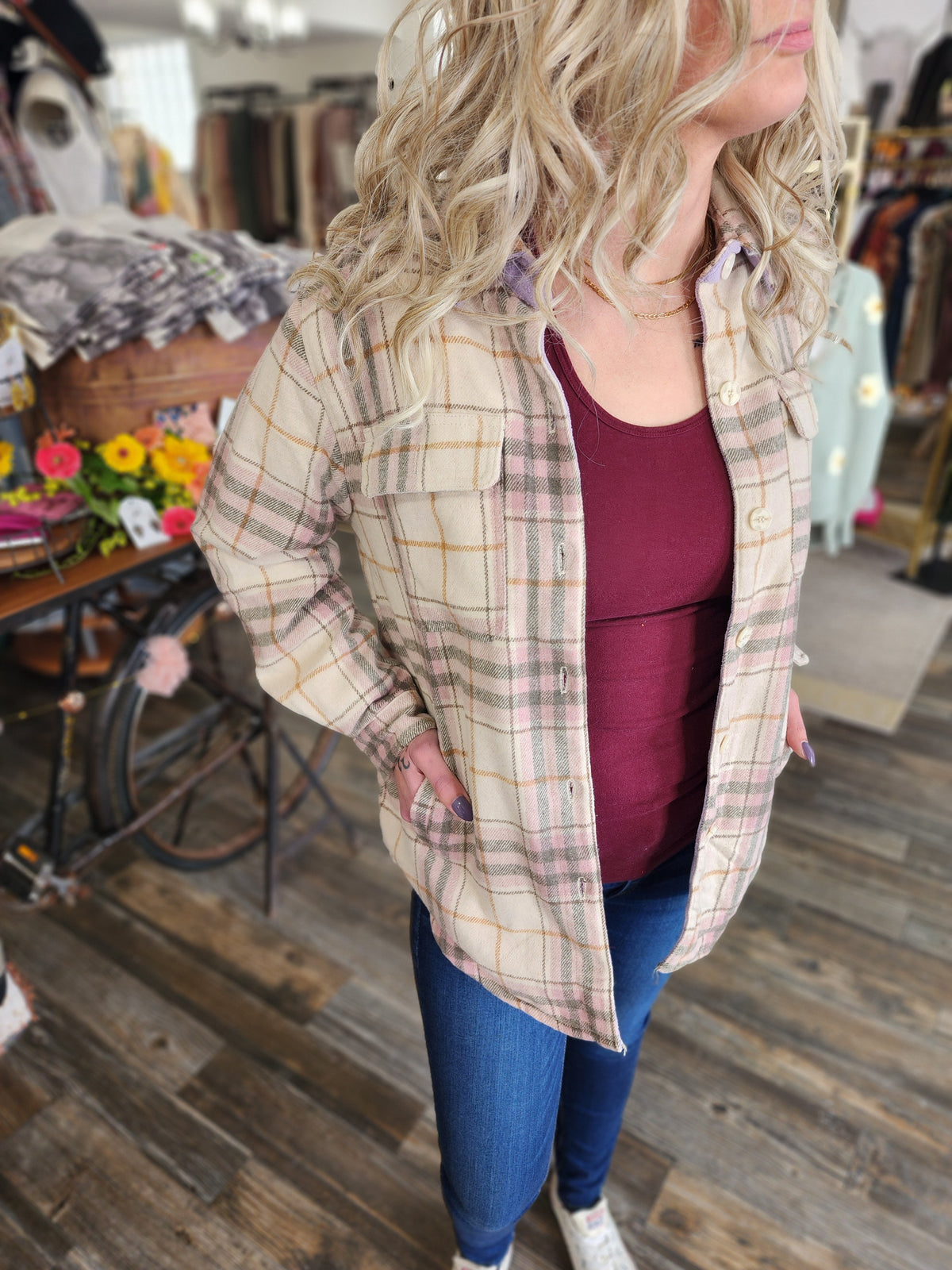 Lavender & Lilac Plaid flannel jacket