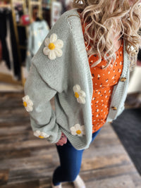 DROP SHOULDER FLOWER CARDIGAN