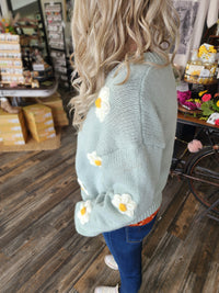 DROP SHOULDER FLOWER CARDIGAN