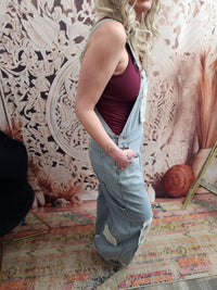 Crochet Patchwork Detail Casual Denim Jean Overalls Jumper / Romper by POL