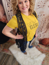 Dirt Road Girl Graphic Shirt: Mustard