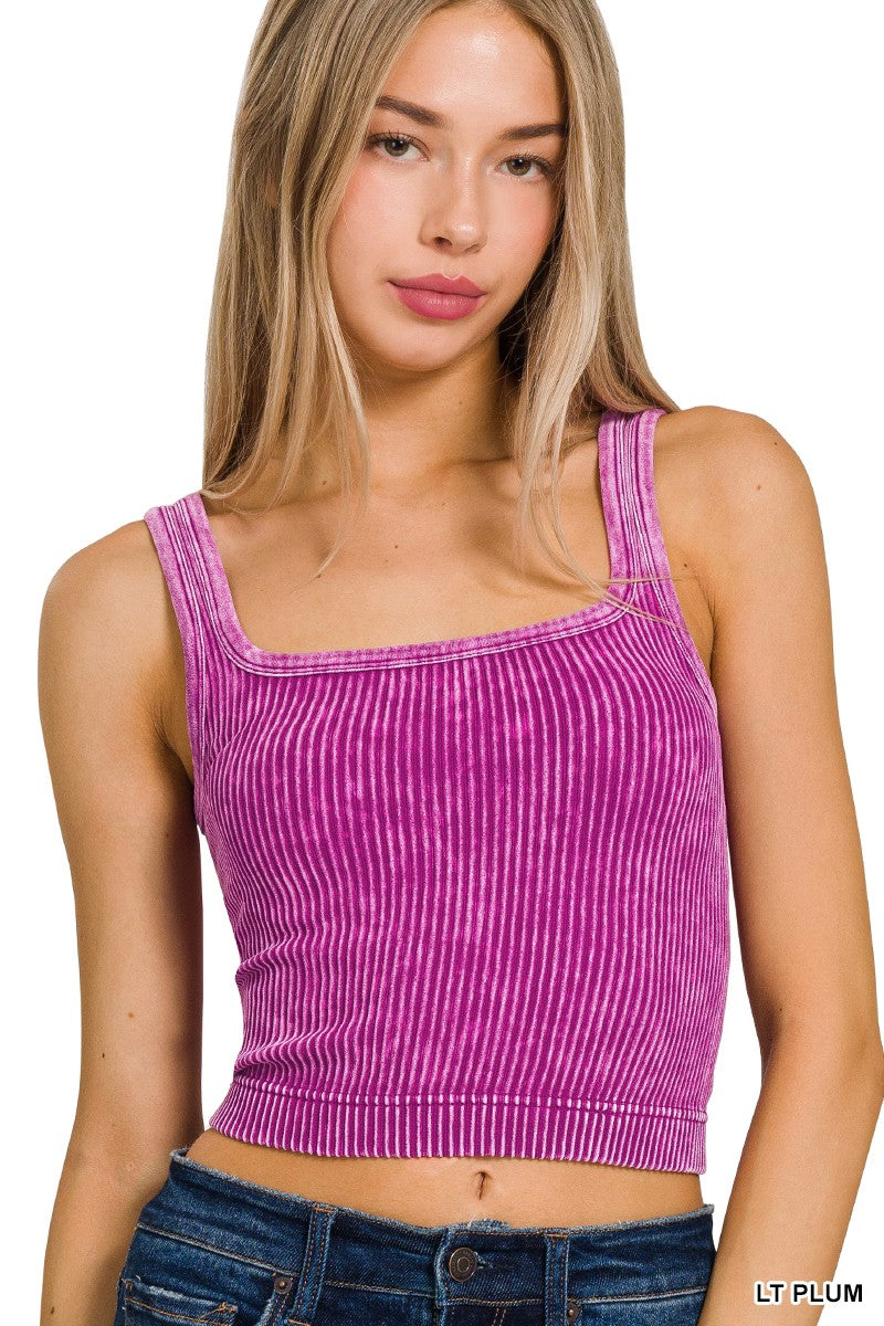 Vintage washed bralette tank in light plum * on sale